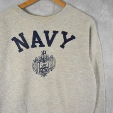 画像1: 50's "U.S.NAVY" 前V フロッキープリントスウェット (1)