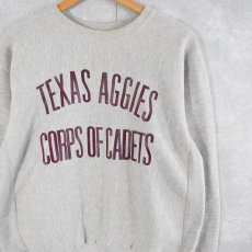 画像2: 70's Champion 赤単色タグ REVERSE WEAVE USA製 "TEXAS AGGIES CORPS OF CADETS" プリントスウェット L (2)