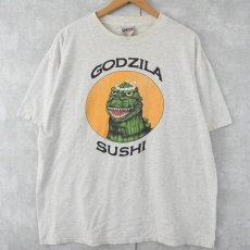 画像2: 90's USA製 "GODZILA SUSHI" キャラクターパロディプリントTシャツ XL (2)