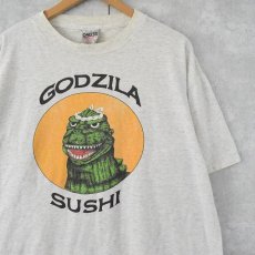 画像1: 90's USA製 "GODZILA SUSHI" キャラクターパロディプリントTシャツ XL (1)
