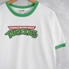 画像1: 2000's TEENAGE MUTANT NINJA TURTLES USA製 ロゴプリント リンガーTシャツ L (1)