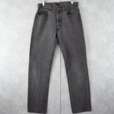 画像1: 90's Levi's 501 USA製 ギャラクティックウォッシュ ブラックデニムパンツ W32 (1)