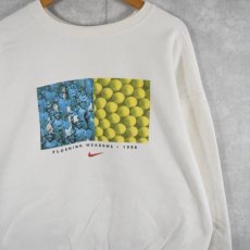 画像1: 90's NIKE USA製 "FLUSHING MEADOWS" プリントスウェット L (1)