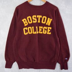 画像1: 90's Champion REVERSE WEAVE USA製 "BOSTON COLLEGE" ナイロンパッチ付き スウェット XL (1)