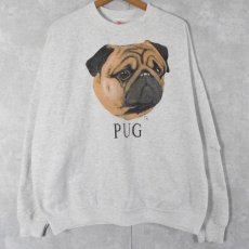 画像1: "PUG" 犬プリントスウェット XL (1)