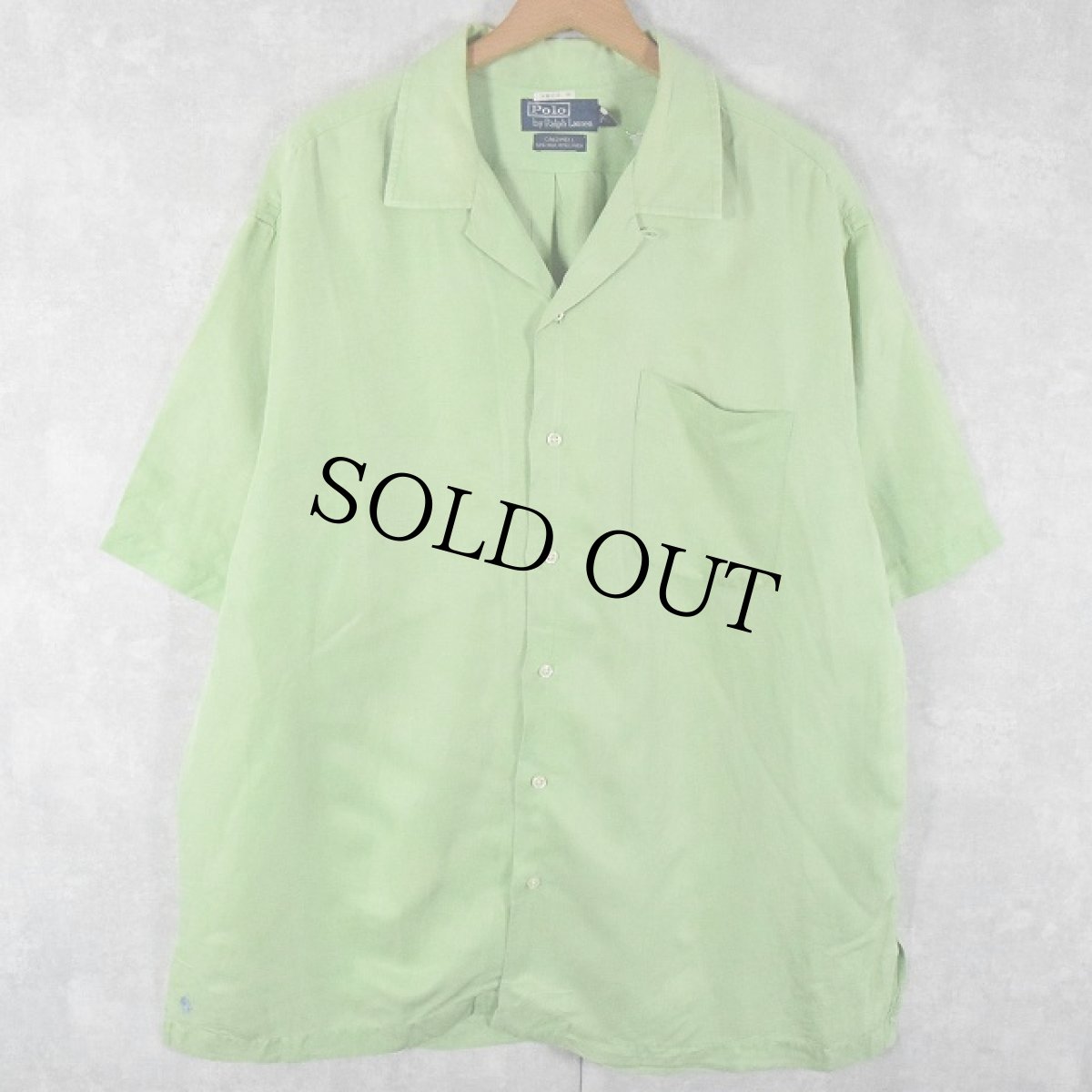 画像1: POLO Ralph Lauren "CALDWELL" シルク×リネン オープンカラーシャツ XL (1)