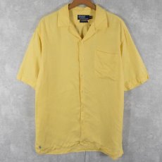 画像1: POLO Ralph Lauren "CALDWELL" シルク×リネン オープンカラーシャツ M (1)