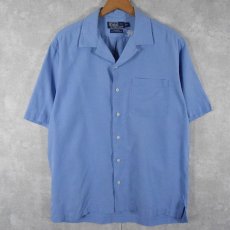 画像1: POLO Ralph Lauren "CALDWELL" シルク×コットン オープンカラーシャツ M (1)