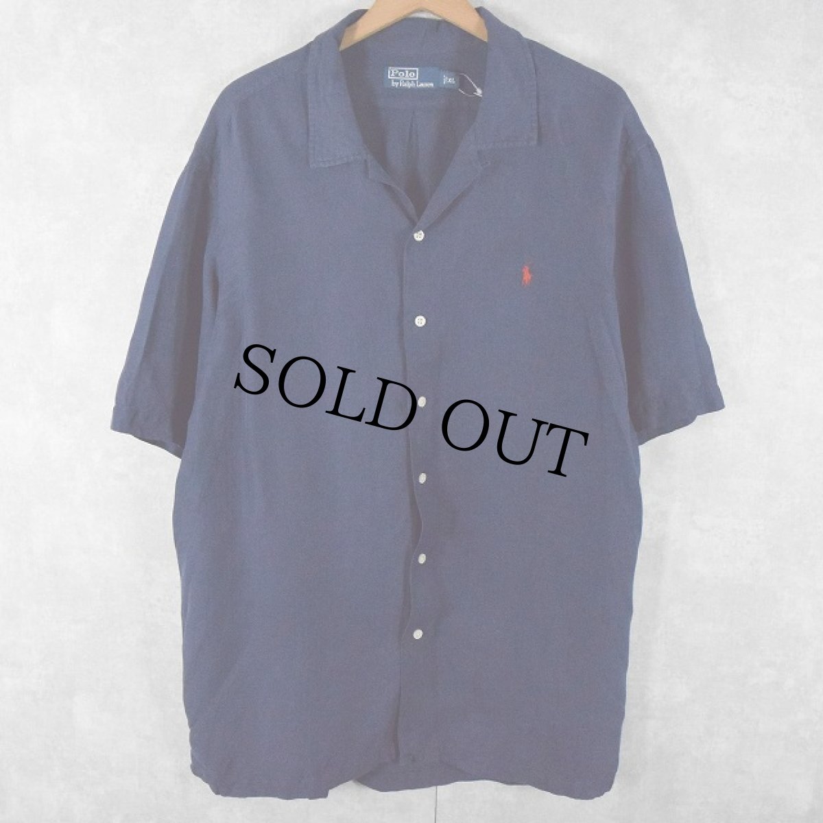 画像1: POLO Ralph Lauren リネン×シルク オープンカラーシャツ XL (1)