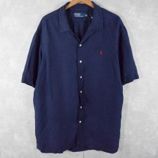 画像1: POLO Ralph Lauren リネン×シルク オープンカラーシャツ XL (1)