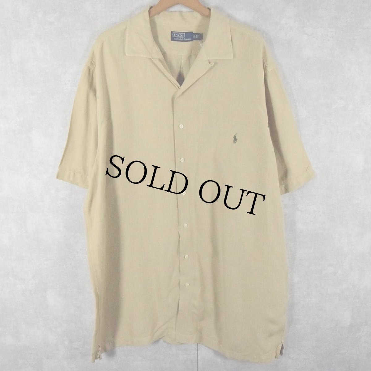 画像1: POLO Ralph Lauren リネン×シルク オープンカラーシャツ XLT (1)