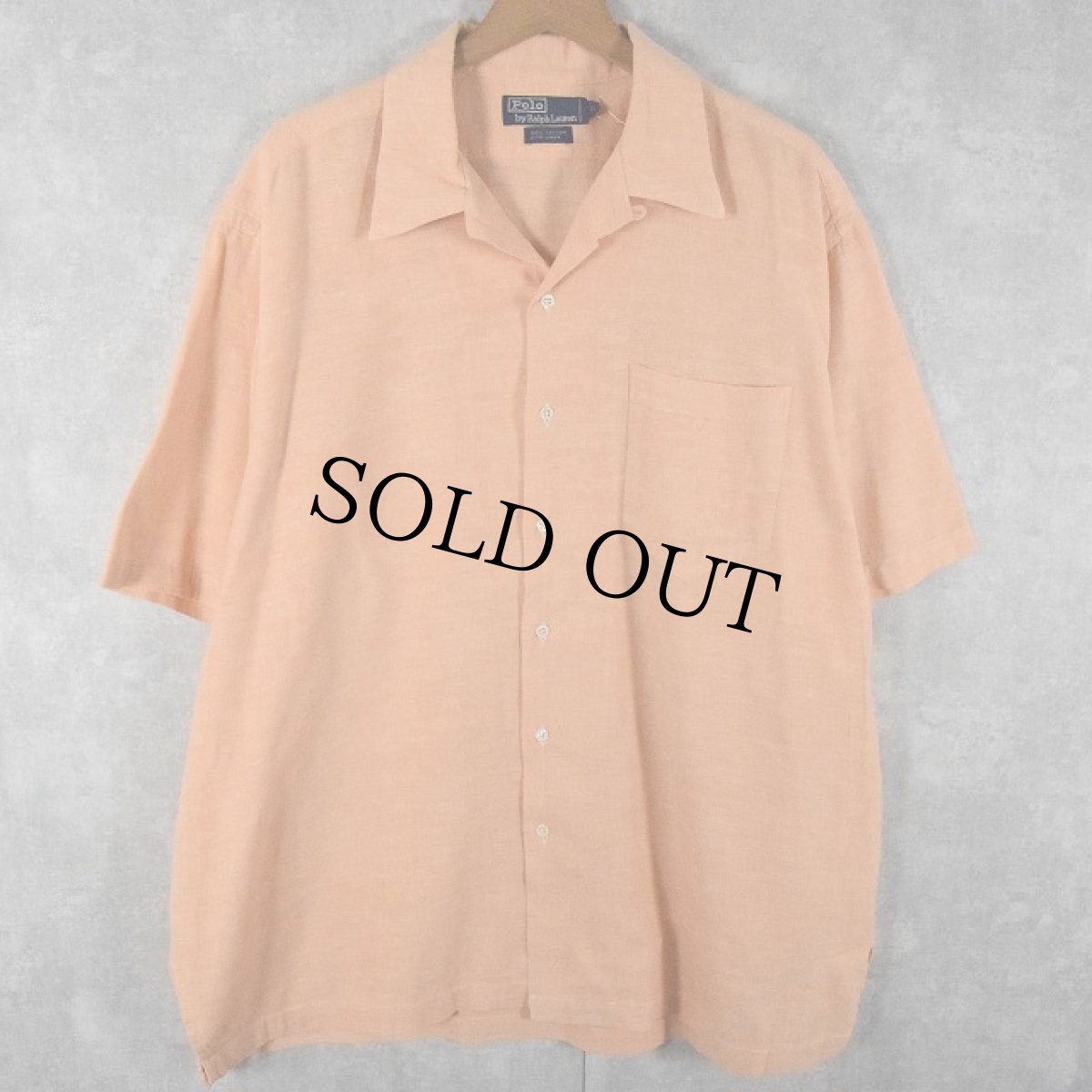 画像1: 90's〜 POLO Ralph Lauren コットン×リネン オープンカラーシャツ L (1)