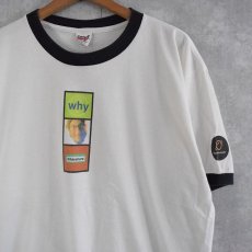 画像1: 90's EARTHLINK NETWORK USA製 企業プリント リンガーTシャツ XL (1)