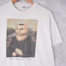 画像1: 90's 猫パロディー アートプリントTシャツ L (1)