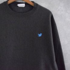 画像1: Champion REVERSE WEAVE "twitter" ロゴ刺繍スウェット L (1)