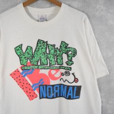 画像1: 80's USA製 "WHY? Be NORMAL" メッセージプリントTシャツ XL (1)