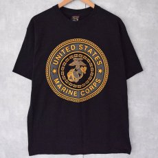 画像1: 80〜90's USMC USA製 ロゴプリントTシャツ BLACK L (1)
