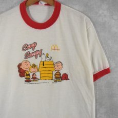 画像1: 80's Jostens Spiritwear McDonald's × PEANUTS キャラクターリンガーTシャツ XL (1)