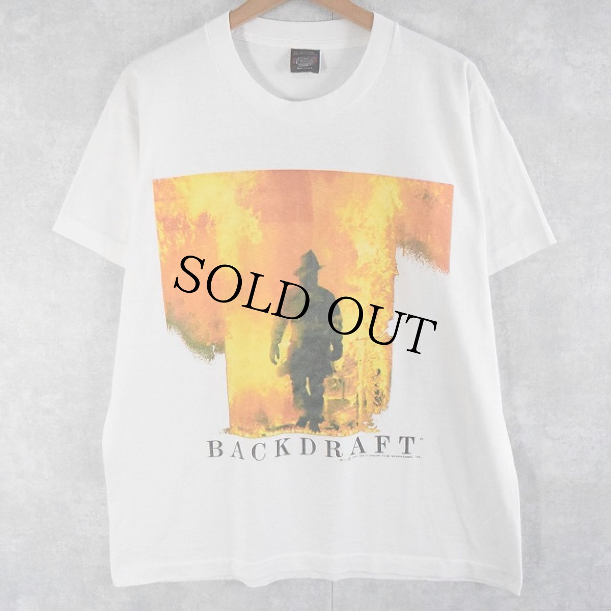 画像1: 90's BACKDRAFT USA製 アクション映画プリントTシャツ XL (1)