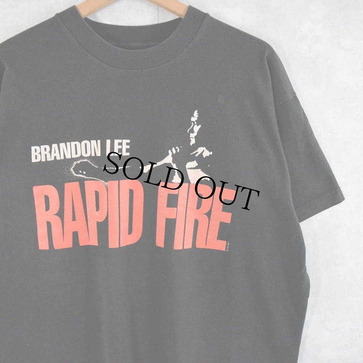 画像1: 90's RAPID FIRE "BRANDON LEE" アクション映画プリントTシャツ (1)