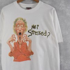 画像1: 90's Mike Scovel "Me? Stressed?" イラストプリントTシャツ L (1)