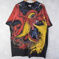 画像1: 90's LIQUID BLUE USA製 "ドラゴン" 大判プリントTシャツ XXL (1)