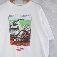 画像1: 80〜90's La Presse CANADA製 新聞社 イラストプリントTシャツ (1)