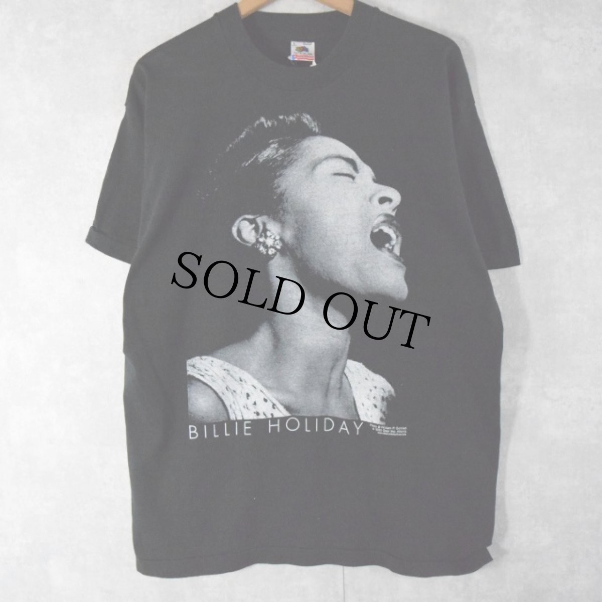 画像1: 90's BILLY HOLIDAY USA製 ジャズボーカルミュージシャン プリントTシャツ L (1)