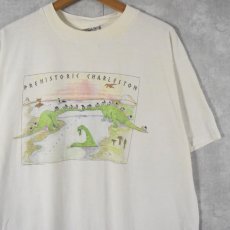画像1: 80〜90's USA製 "PREHISTIRIC CHARLESTOON" 恐竜イラストプリントTシャツ XL (1)
