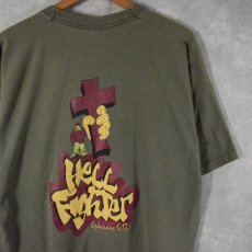 画像1: 90's USA製 "HELL FIGHTER" 聖書プリントTシャツ XL (1)