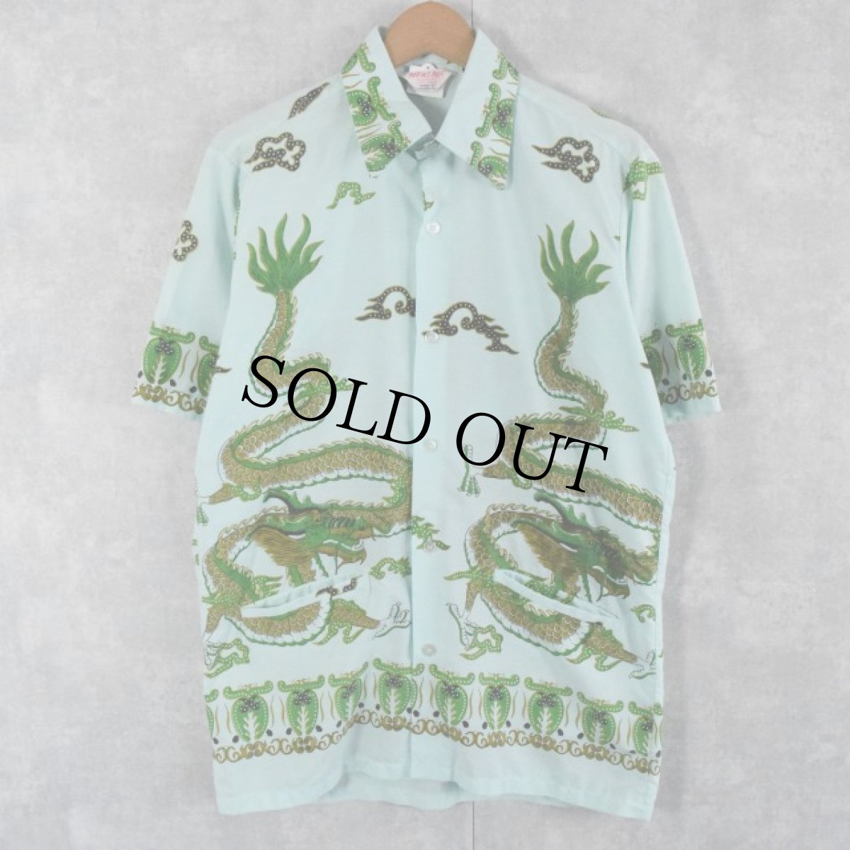 画像1: 【SALE】 70's 龍柄 半袖シャツ M (1)