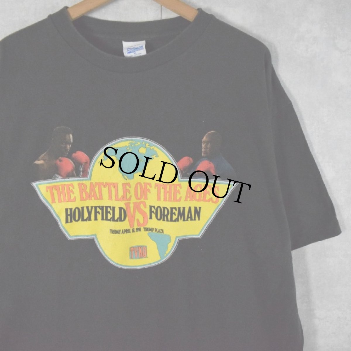 画像1: 1991 "Holyfield vs Foreman" USA製 ボクシングTシャツ XL (1)