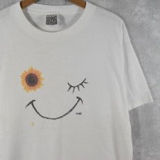 画像1: 90's MAZE USA製 フラワーアートTシャツ L (1)
