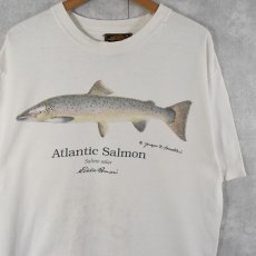 画像1: 90's〜 Eddie Bauer "Atlantic Salmon" 魚イラストTシャツ  (1)
