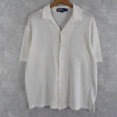 画像1: POLO Ralph Lauren オープンカラー メッシュコットンシャツ M (1)