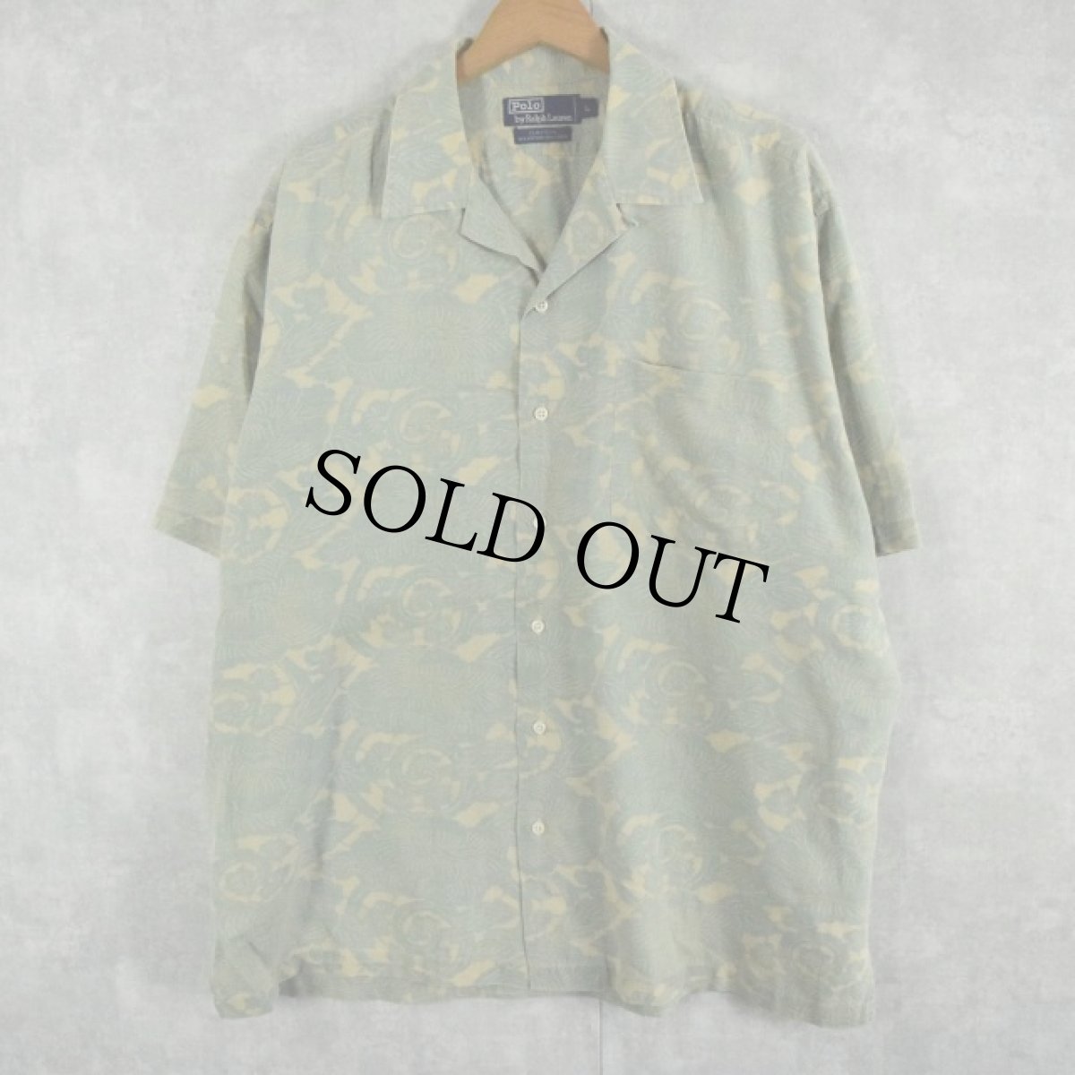 画像1: POLO Ralph Lauren "CLAYTON" コットンリネン 総柄オープンカラーシャツ L (1)