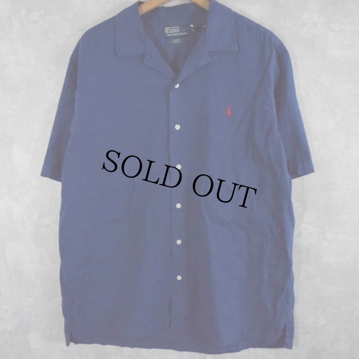 画像1: POLO Ralph Lauren "CURHAM CLASSIC FIT" コットンリネン オープンカラーシャツ L (1)