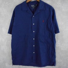 画像1: POLO Ralph Lauren "CURHAM CLASSIC FIT" コットンリネン オープンカラーシャツ L (1)