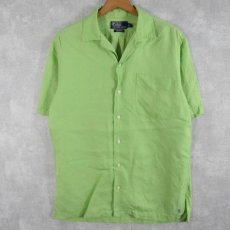 画像1: POLO Ralph Lauren "CALDWELL" リネンシルク オープンカラーシャツ S (1)