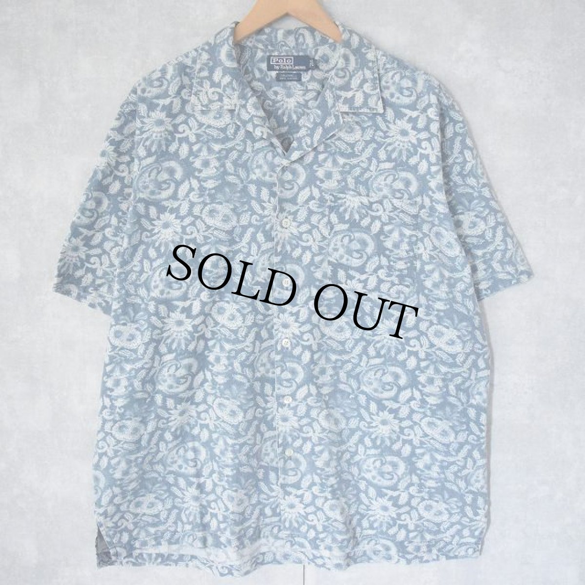 画像1: POLO Ralph Lauren "CALDWELL" 花柄 コットンオープンカラーシャツ L (1)