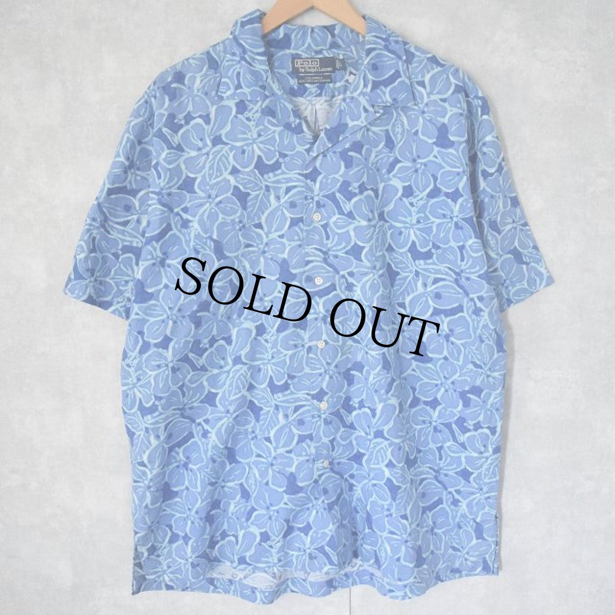 画像1: POLO Ralph Lauren "CALDWELL" 花柄 コットン×リネン オープンカラーシャツ L (1)
