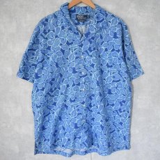 画像1: POLO Ralph Lauren "CALDWELL" 花柄 コットン×リネン オープンカラーシャツ L (1)
