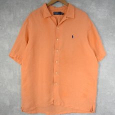 画像1: POLO Ralph Lauren リネンシルク オープンカラーシャツ XL (1)