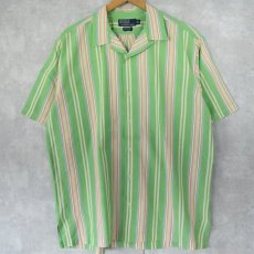 画像1: POLO Ralph Lauren "CALDWELL" ストライプ柄 コットンオープンカラーシャツ L (1)
