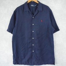 画像1: POLO Ralph Lauren リネン×シルク オープンカラーシャツ L (1)