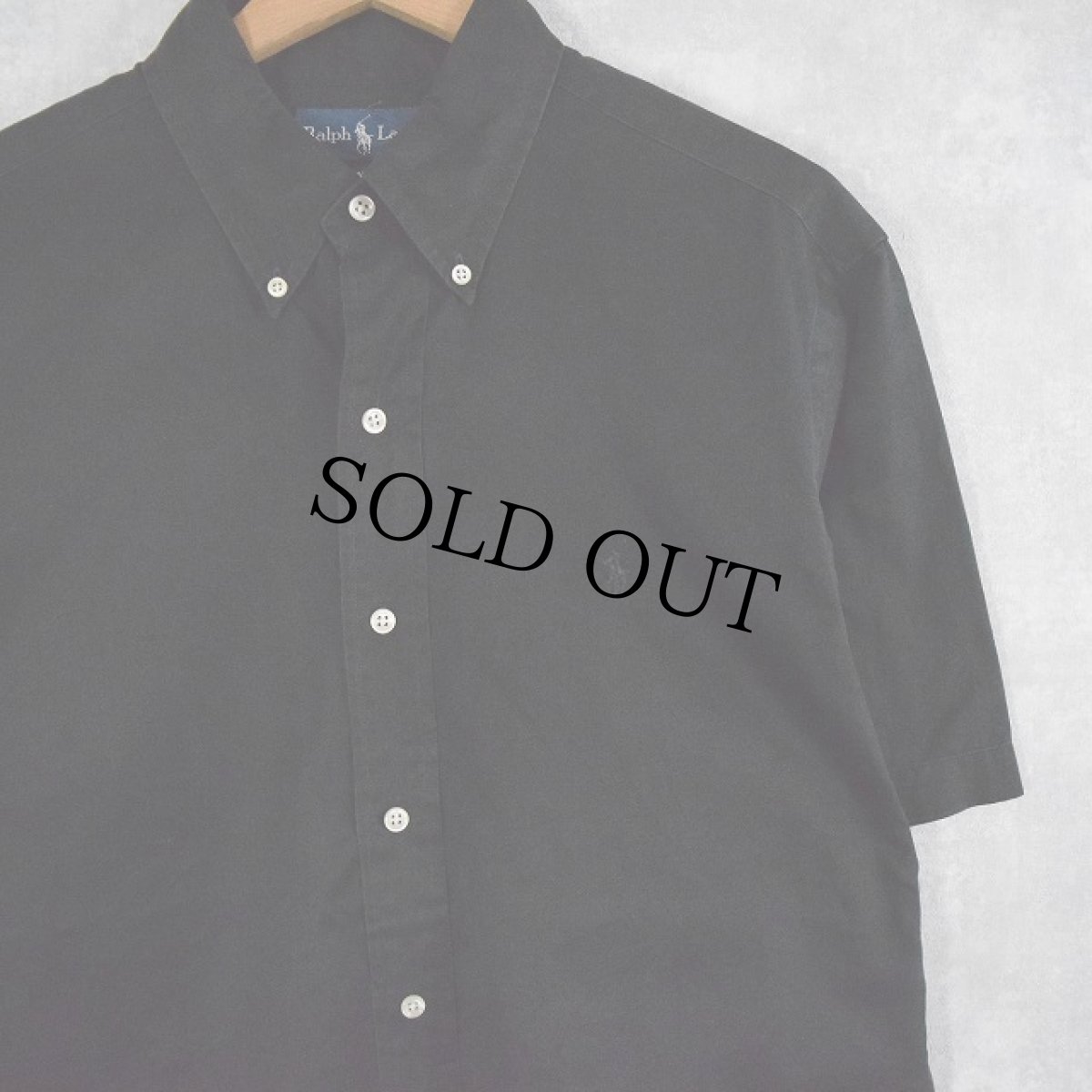 画像1: Ralph Lauren "CLASSIC FIT" ボタンダウンコットンシャツ BLACK M (1)