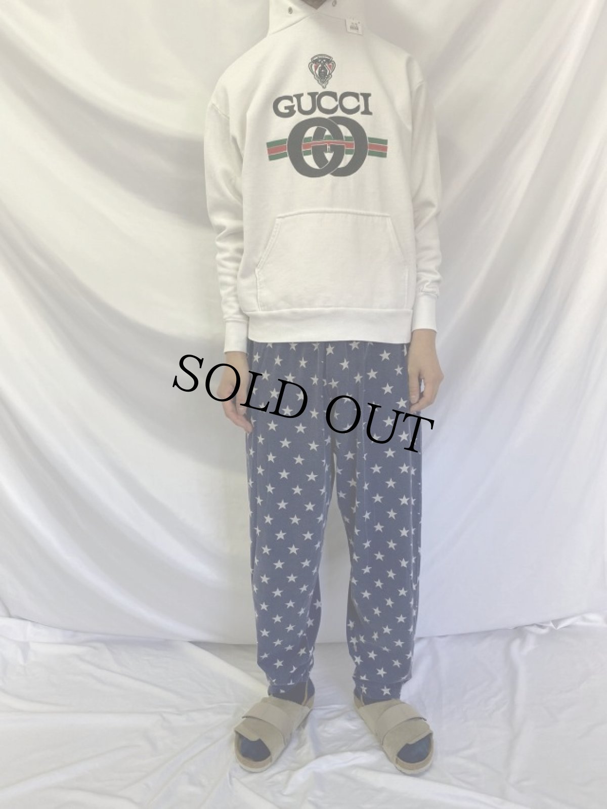 画像2: 90's ブート GUCCI ロゴプリントスウェットフーディー (2)