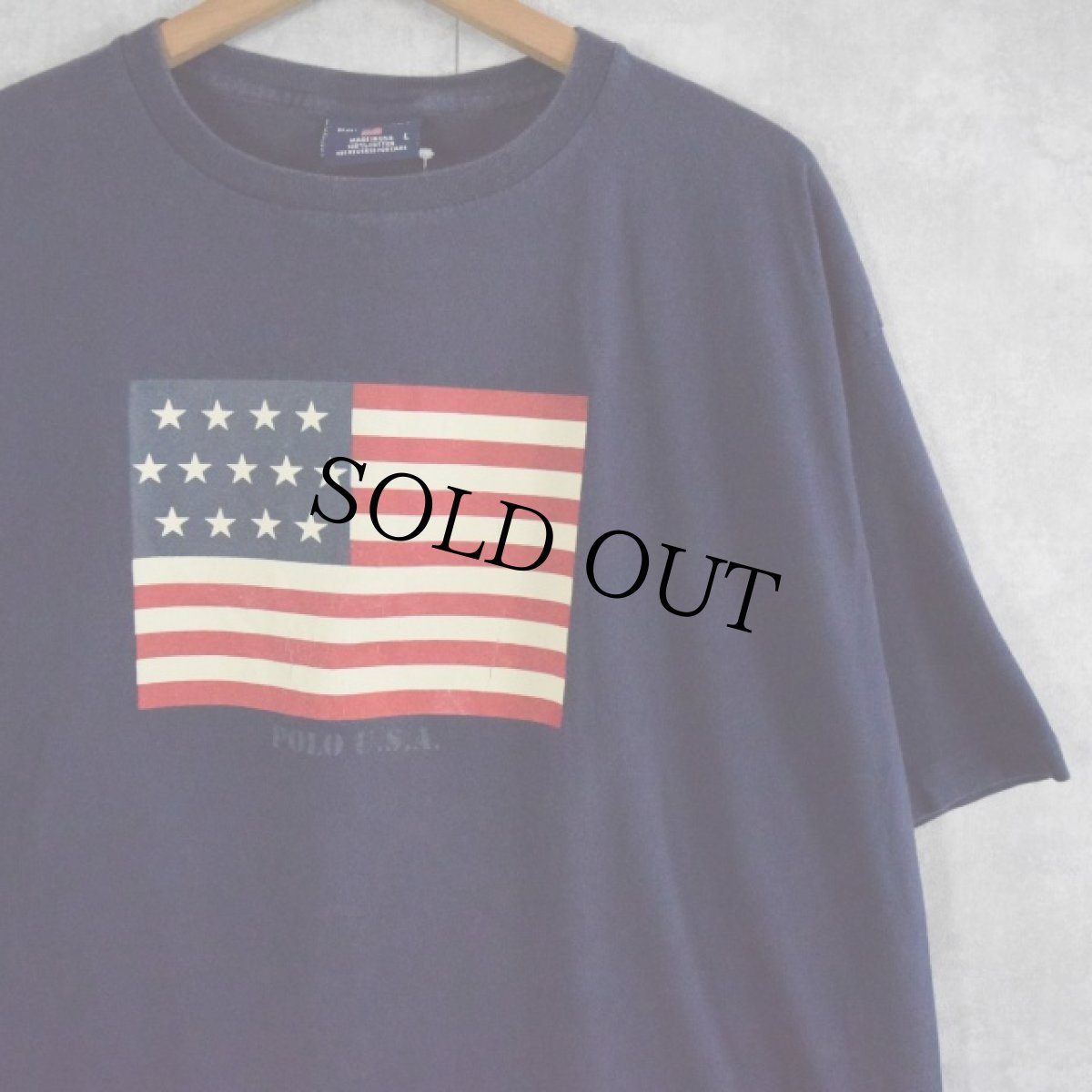 画像1: 90's POLO SPORT Ralph Lauren USA製 星条旗プリントTシャツ L (1)