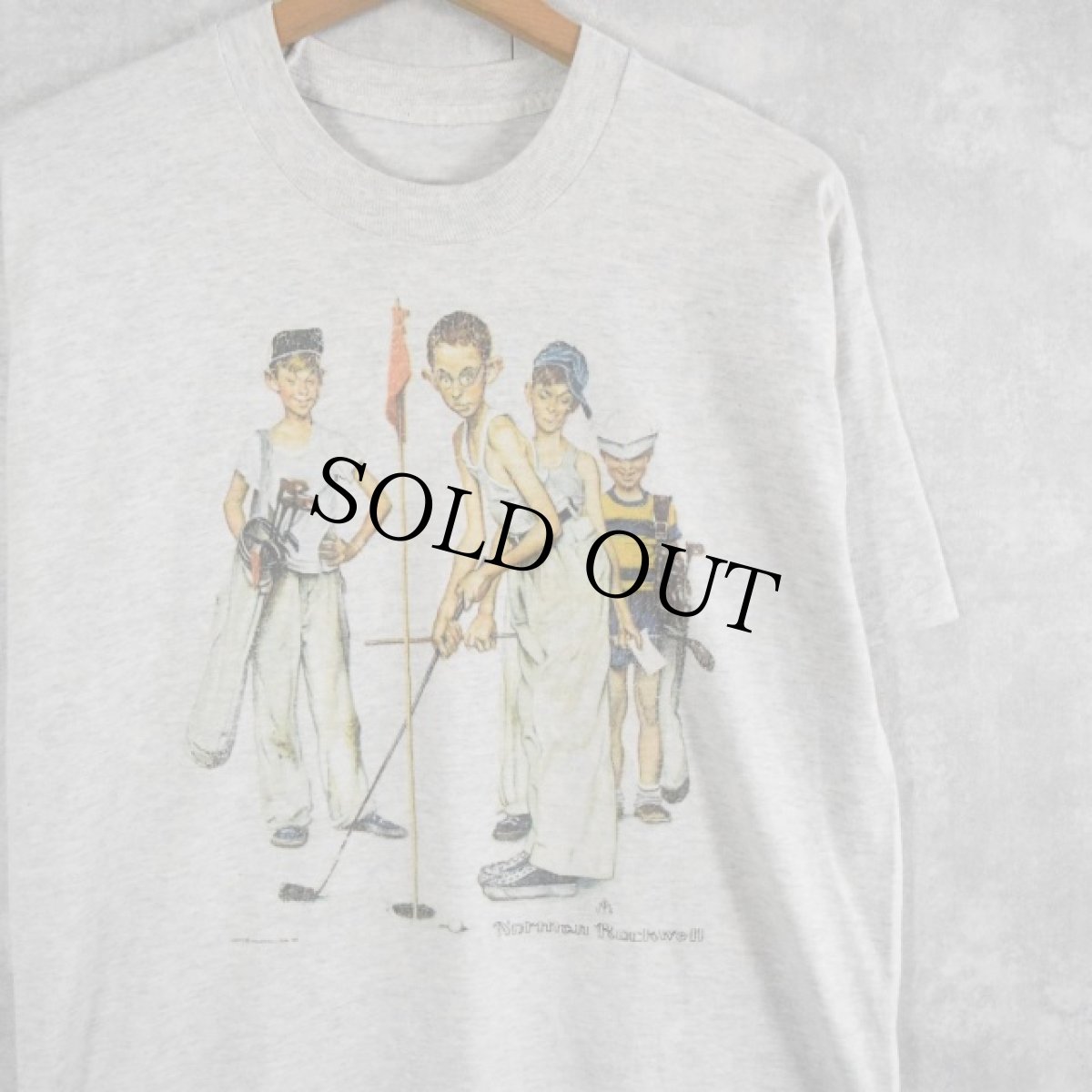 画像1: 90's Norman Rockwell "Boys Golf" アートイラストTシャツ  (1)