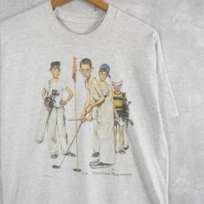 画像1: 90's Norman Rockwell "Boys Golf" アートイラストTシャツ  (1)